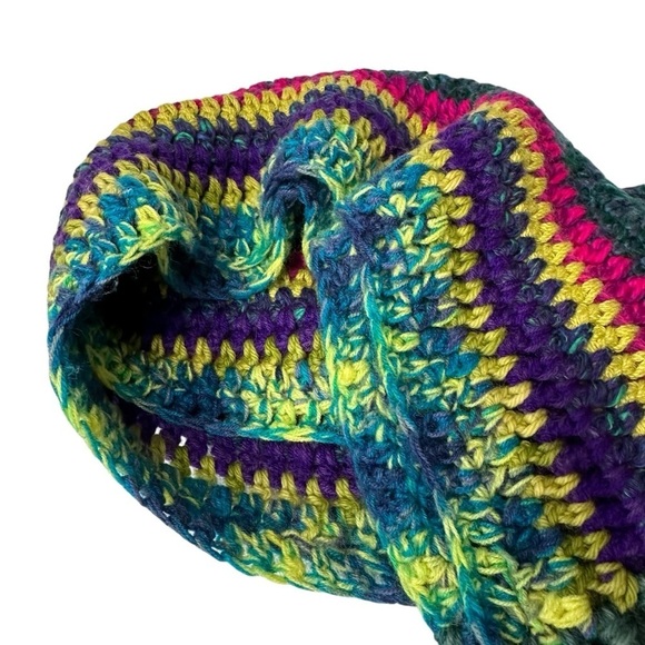 Multi Color Hand Knit Chunky Super Warm Cozy Scarf - Picture 6 of 7